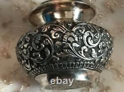 Vintage Indian silver vase with chased decoration Perfect for a dressing table