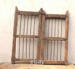 Vintage Iron Grill Wooden Dog Gate Antique Fatak Small Gate Home Wall Deco BS-76