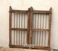 Vintage Iron Grill Wooden Dog Gate Antique Fatak Small Gate Home Wall Deco BS-76