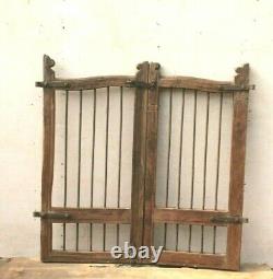 Vintage Iron Grill Wooden Dog Gate Antique Fatak Small Gate Home Wall Deco BS-77