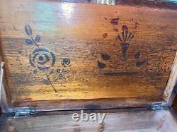 Vintage Japanese Wooden Jewellery Box/ Hand painted/wood Inlay