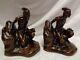 Vintage Jennings Brothers American Indian W Bird Dog Bronze Metal Bookends