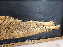 Vintage LARGE Wall Art Wooden Laying Buddha Indian Thai Monk Art Hindu Antique