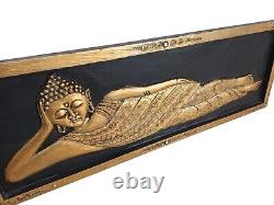 Vintage LARGE Wall Art Wooden Laying Buddha Indian Thai Monk Art Hindu Antique