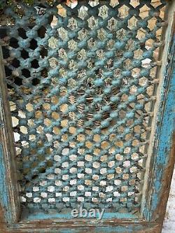 Vintage Large Indian Teak Wooden Iron Window Jali Screen Salvaged in Rajasthan 5