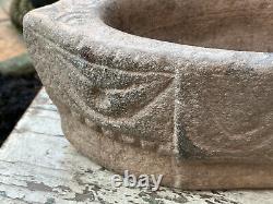 Vintage Large Stone Hand Hewn Carved Kural Rajasthan Grinder Mortar 4.3kgs