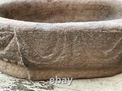 Vintage Large Stone Hand Hewn Carved Kural Rajasthan Grinder Mortar 4.3kgs