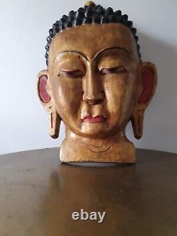 Vintage Large Wooden Carving Of Buddha