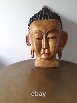 Vintage Large Wooden Carving Of Buddha