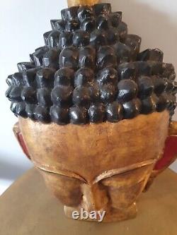 Vintage Large Wooden Carving Of Buddha