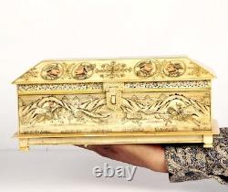 Vintage Look Decorative Hand Painted Mughal Solid Camel Bone Trinket Box 11070
