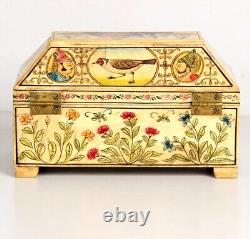 Vintage Look Decorative Hand Painted Mughal Solid Camel Bone Trinket Box 11075
