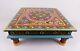 Vintage Low Wooden Tea Table Hand Painted Footstool Plant Stand Maroon Teal