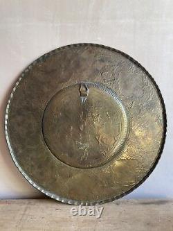 Vintage Middle Eastern Brass Chased Tray Super Quality-Heavy 1.6kg-Large 40cm