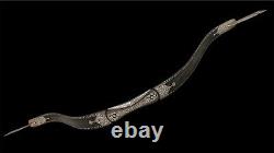 Vintage Mughal Islamic ottoman Silver Damascened Bow Damascus Steel Bow Archery