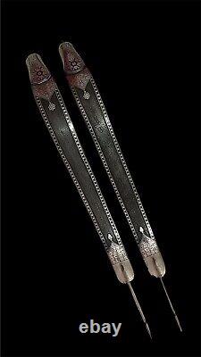 Vintage Mughal Islamic ottoman Silver Damascened Bow Damascus Steel Bow Archery