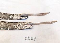 Vintage Mughal Islamic ottoman Silver Damascened Bow Damascus Steel Bow Archery