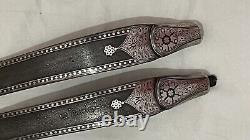 Vintage Mughal Islamic ottoman Silver Damascened Bow Damascus Steel Bow Archery