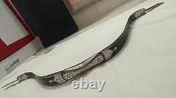 Vintage Mughal Islamic ottoman Silver Damascened Bow Damascus Steel Bow Archery