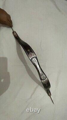 Vintage Mughal Islamic ottoman Silver Damascened Bow Damascus Steel Bow Archery