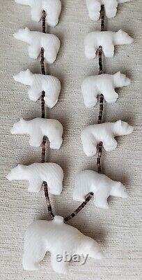 Vintage Native American Indian Fetish Necklace White Bears