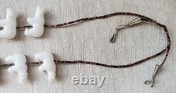 Vintage Native American Indian Fetish Necklace White Bears