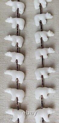 Vintage Native American Indian Fetish Necklace White Bears