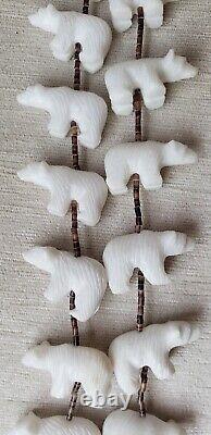 Vintage Native American Indian Fetish Necklace White Bears