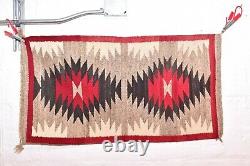 Vintage Navajo Rug Native American Indian Weaving Textile 37x20 Antique Dazzler