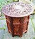 Vintage Octagonal Anglo/indian Folding Wooden Side Table Inlaid Top