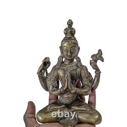 Vintage Old Antique Brass Rare God Lord Shiva Shadakshari / Figure / Statue