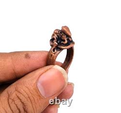 Vintage Old Antique Copper Nandi Cow & Snake Statue / Figure Rare Jewelry Ring