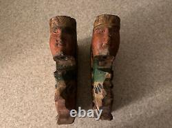 Vintage Old Antique Wooden Carved Native American Hanging Candle Holder