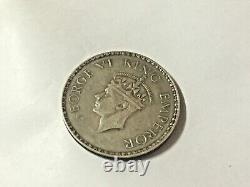 Vintage Old George VI King Emperor One Rupee India 1941 Rare Silver Coin