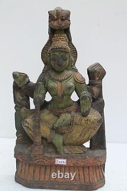Vintage Old Hand Carved Wooden Goddess Laxmi Wall Hanging Figurine Statue NH2263