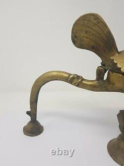 Vintage Old Hand Crafted Brass Solid Peacock Incense Burner/Dhupdan Rare NH5465