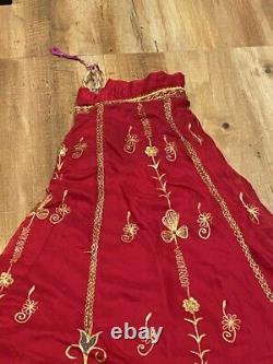 Vintage Old Indian Red Traditional BRIDAL LEHENGA ODHANI DRESS Beads Hand Work