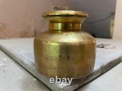 Vintage Old Rare Hand Carved Hindu Religious Holy Solid Indian Brass Water Pot