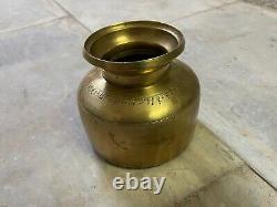 Vintage Old Rare Hand Carved Hindu Religious Holy Solid Indian Brass Water Pot