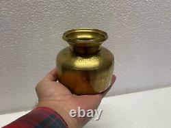 Vintage Old Rare Hand Carved Hindu Religious Holy Solid Indian Brass Water Pot