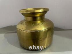 Vintage Old Rare Hand Carved Hindu Religious Holy Solid Indian Brass Water Pot