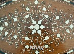 Vintage Oval Anglo/ Indian Inlaid Side Table