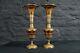 Vintage Pair Of Brass Decorative Indian Flower Vases With Floral Decoration