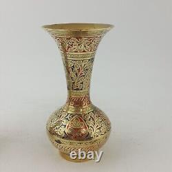 Vintage Pair of Indian Antique Handmade Floral Vase 39TF