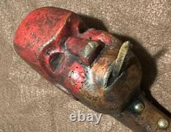 Vintage Pawnee Indian Ball Head War Club Early 19th Century Warrior's Face Carv