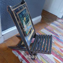 Vintage Rajasthani Hand Painted Folding Chair Full size Laquered and painted wit