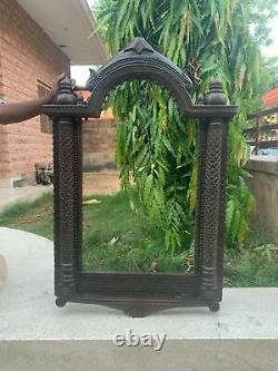 Vintage Rare Collectible Wooden Hand Carving 40 Jharokha Hanging Mirror Frame