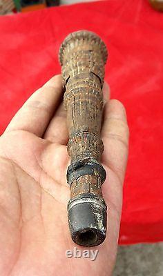 Vintage Rare Handmade Unique Iron And Sand Tribal Chilam Tobacco Pipe I11