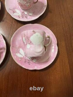 Vintage Russian pink roses mini set cup and saucer Porcelain