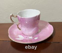 Vintage Russian pink roses mini set cup and saucer Porcelain